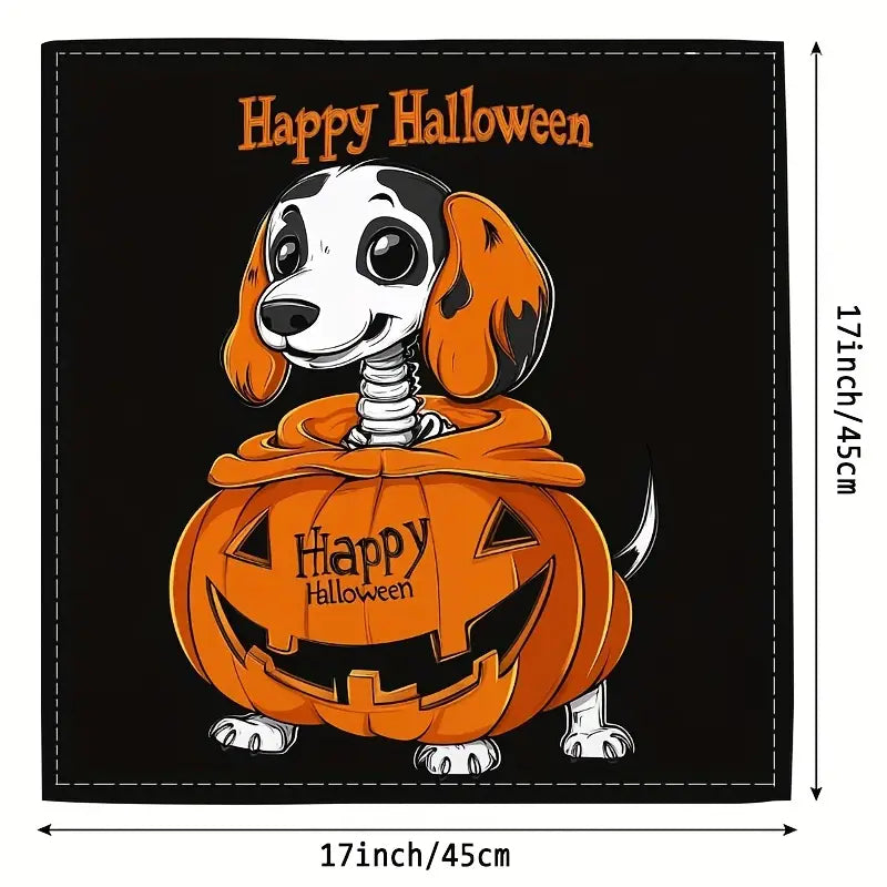 Halloween Skeleton Dachshund & Pumpkin Fabric Napkins (Set of 4)