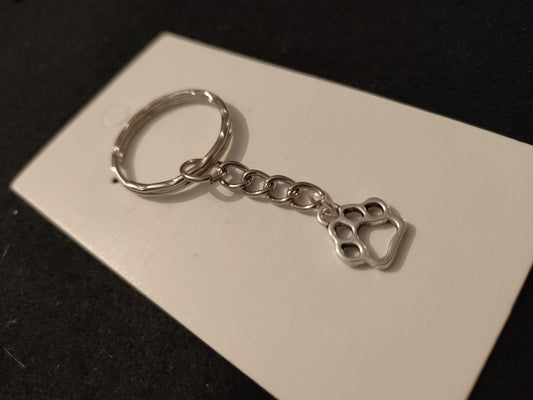 Silver Plated Paw Print Keyring image 0