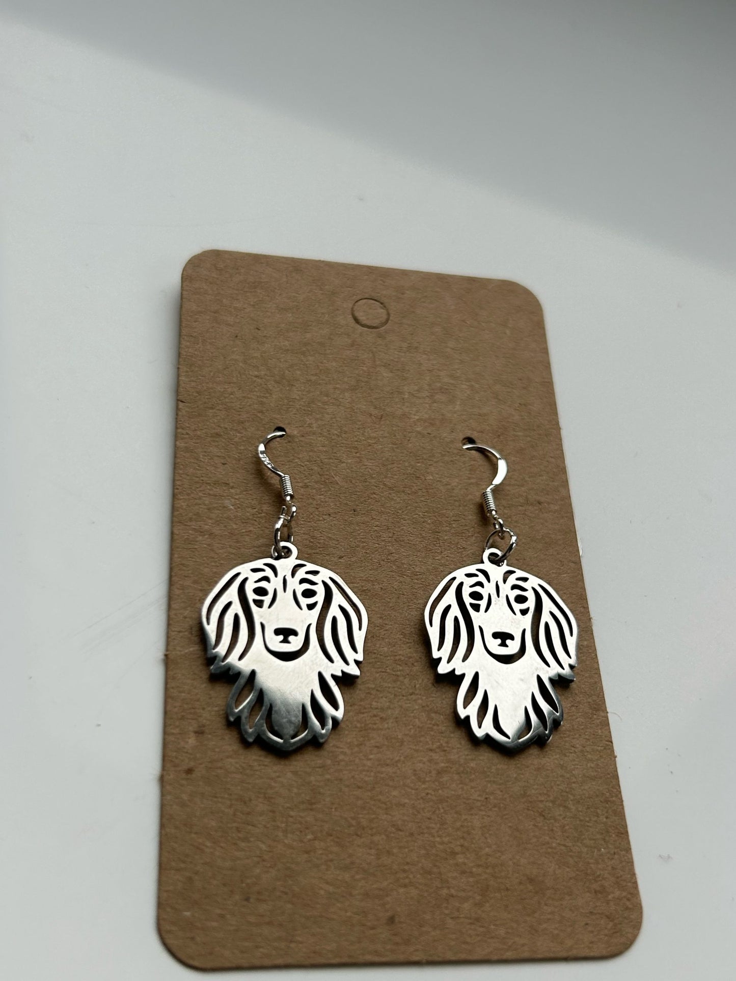 Long Haired Dachshund Sterling Silver Earrings image 1