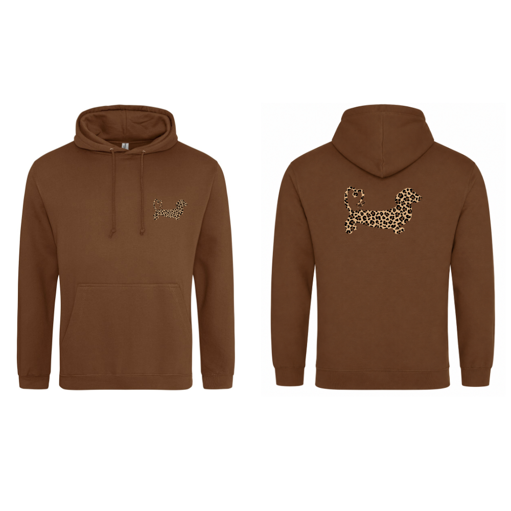 Leopard Print Dachshund Hoodie – Caramel Toffee
