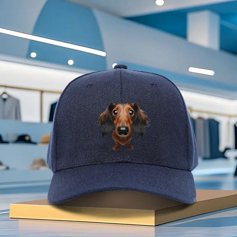 Navy Unisex Long Haired Dachshund Baseball Hat