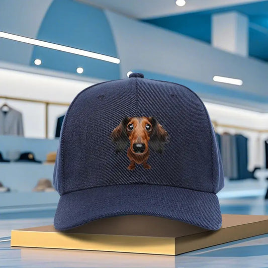 Navy Unisex Long Haired Dachshund Baseball Hat