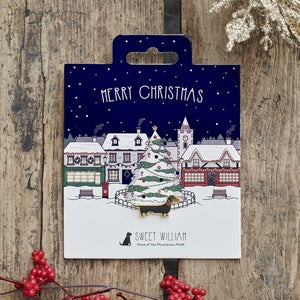 Sweet William Dachshund Christmas Pin Badge image 0