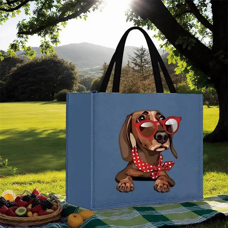 Blue Dachshund Tote Bag