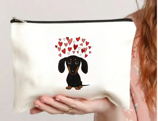 Dachshund Heart Zip Make up bag image 0