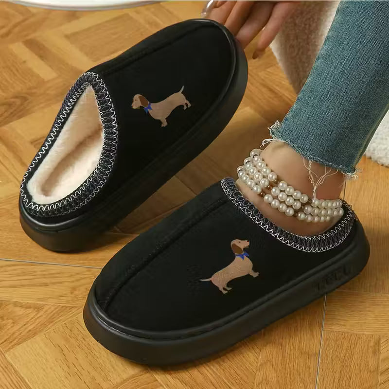 Dachshund with Bowtie Slip on Slippers - 4 Colours to Choose From
