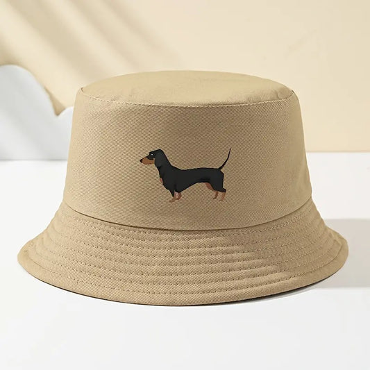Khaki Unisex Dachshund Bucket Hat