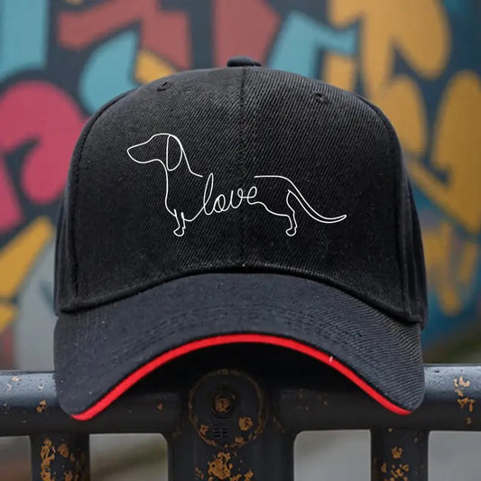 Black & Red Unisex Dachshund Golf Baseball Hat