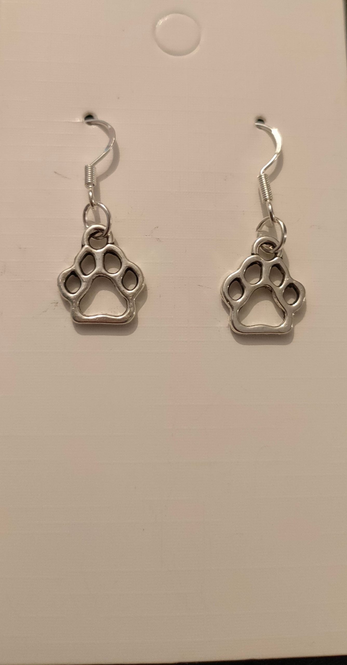 Sterling Silver Paw Print Hook Earrings image 0