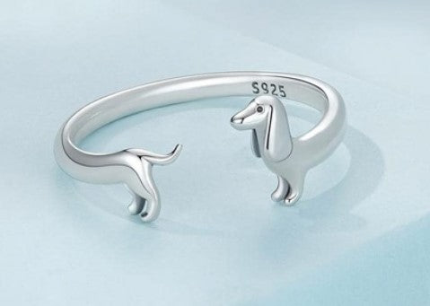 Dachshund Adjustable Ring - 925 silver image 2