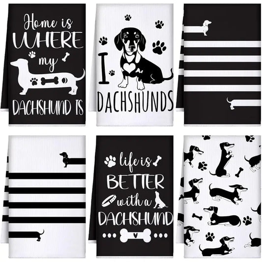 2 x Dachshund Tea Towels - 3 Different Sets to Choose From