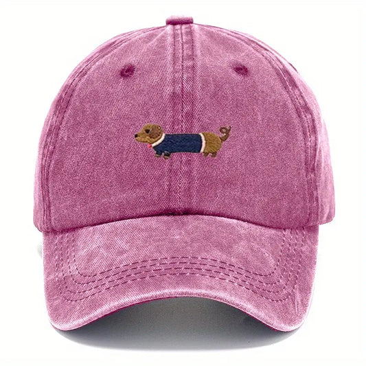 Pink Unisex Dachshund Baseball Hat Coloured Embroidery