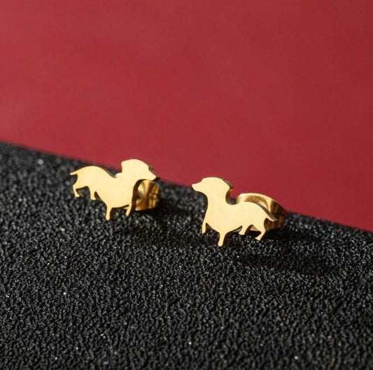 Cute Dachshund Earrings - Stainless Steel Gold image 0
