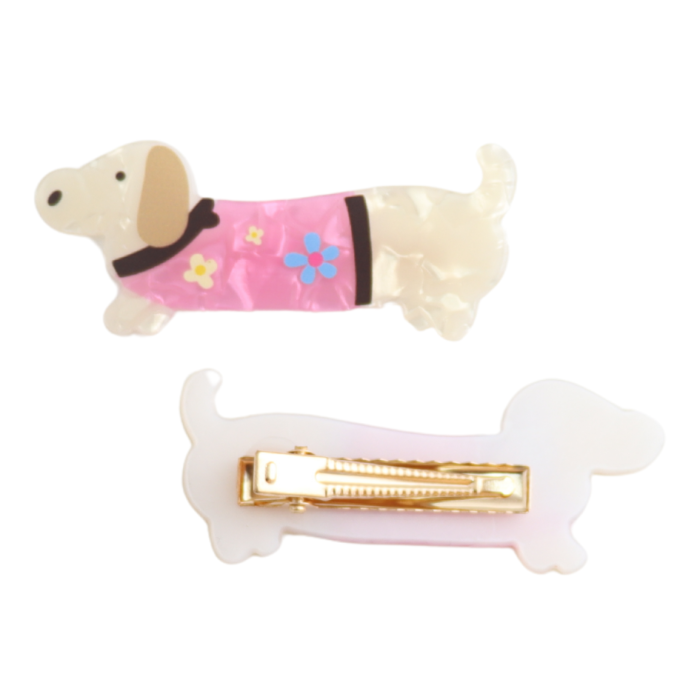 Sausage Dog Pink Jumper Hair Slides – Pack of 2