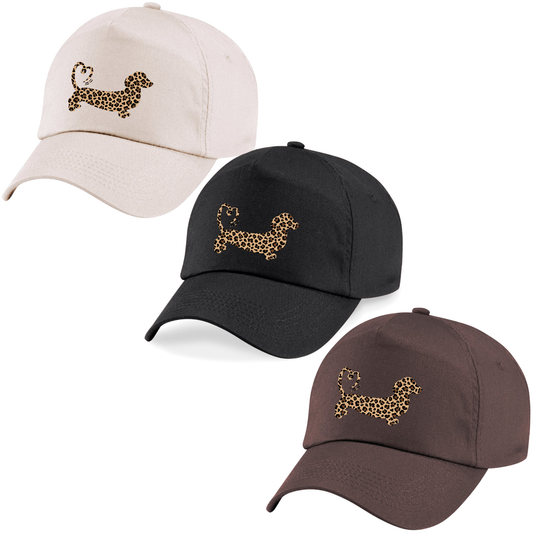 Leopard Print Dachshund Baseball Cap