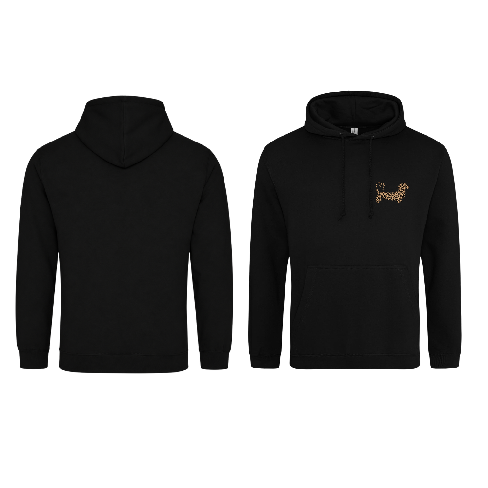 Leopard Print Dachshund Hoodie – Black