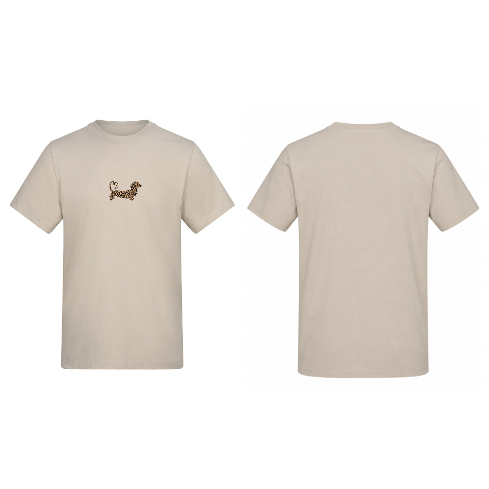 Leopard Print Dachshund T-Shirt – Natural Stone