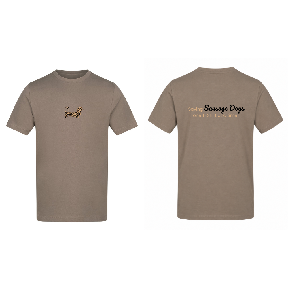 Leopard Print Dachshund T-Shirt – Mocha