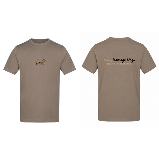 Leopard Print Dachshund T-Shirt – Mocha