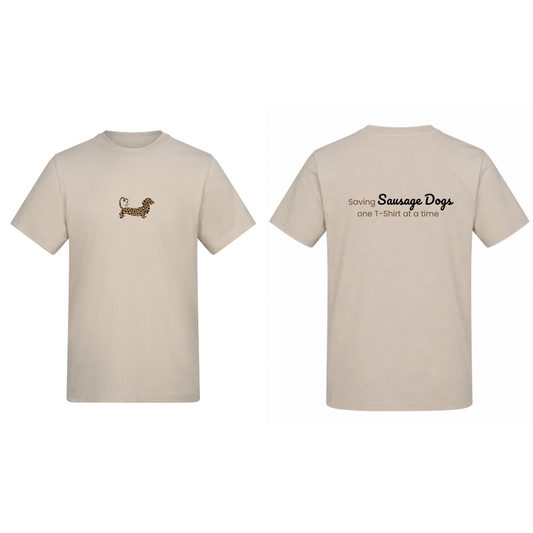 Leopard Print Dachshund T-Shirt – Natural Stone