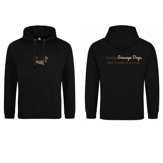Leopard Print Dachshund Hoodie – Black