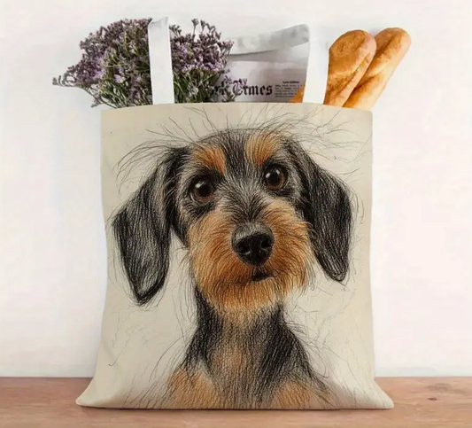 Cute Wire Haired Dachshund Shoulder Tote Bag