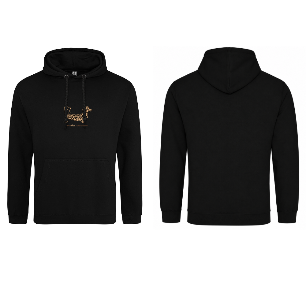 Leopard Print Dachshund Hoodie – Black
